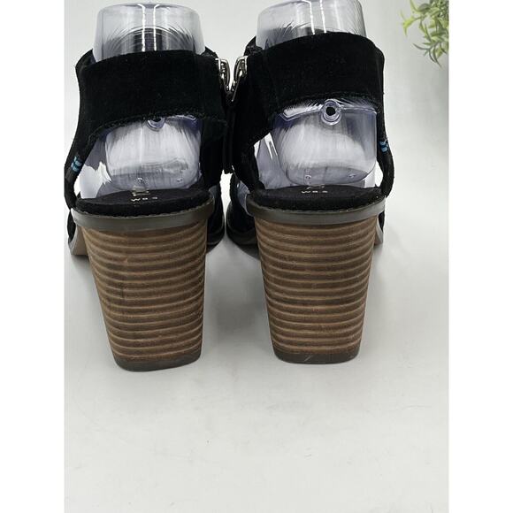 Tom's Majorca Black Suede Cutout Block Summer Stacked Heel Sandal Sz 8.5/39 - Picture 4 of 15